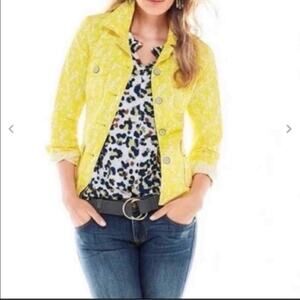 CAbi Jacket Daisy Yellow Floral Preppy Nautical Yacht Country Club Vacation